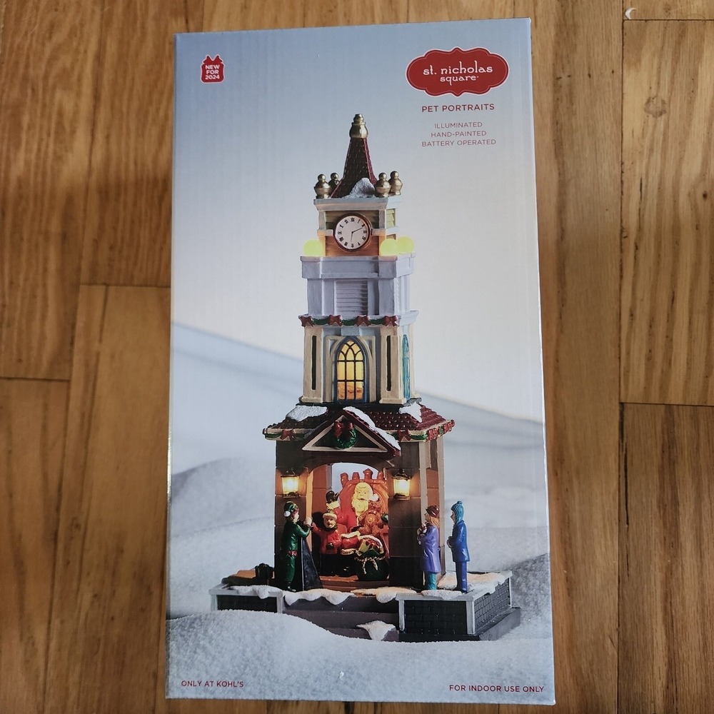 Brand New St.‎ Nicholas Square 2024 Santa Pet Portraits Illuminated Hand Painted
